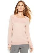Calvin Klein Embossed Zipshoulder Sweatshirt - Lyst