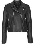 Topshop Neat Leather Biker Jacket By Boutique - Lyst