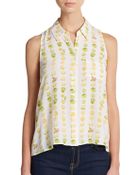 Equipment Mina Lemon & Lime Silk-Crepe Blouse - Lyst