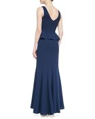 BCBGMAXAZRIA Sleeveless Crepe Peplum Gown - Lyst