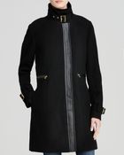 Cole Haan Coat - Plush Faux Leather Detail - Lyst