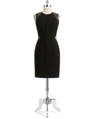 Calvin Klein Faux Leather Accented Shift Dress - Lyst
