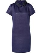 Steffen Schraut Brocade Dress With Jeweled Collar - Lyst