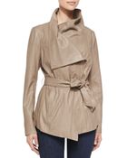 Elie Tahari Claudette Tie-front Leather Jacket - Lyst