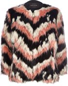 River Island Pink Faux Fur Stripe Coat - Lyst