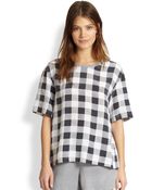 Equipment Logan Silk Check-Print Oversized Top - Lyst