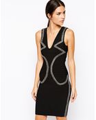 Forever Unique Harmony Bandage Dress With Beaded Trim - Lyst