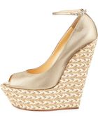 Giuseppe Zanotti Metallic Leather Wedge Sandal - Lyst