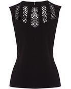 Karen Millen Stretch Jersey Embroidered Top - Lyst