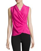 Lafayette 148 New York Silk Draped Blouse - Lyst