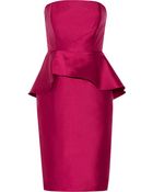 Badgley Mischka Ruffled Mikado Peplum Dress - Lyst