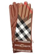 Burberry Dark Tan And Black Lambskin Buckle Cuff Gloves - Lyst