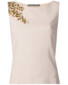 Alberta Ferretti Embellished Shoulder Top - Lyst