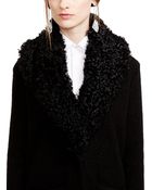 Ralph Lauren Black Label Shearling-Trim Shawl Cardigan - Lyst