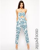 Asos Exclusive Printed Jumpsuit With Cut Out Front And Tie Back - Lyst