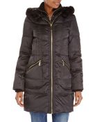 Vince Camuto Faux Fur Trim Hooded Down Coat - Lyst