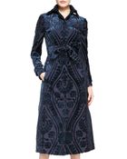 Burberry Prorsum Midi Velvet Patterned Coat - Lyst