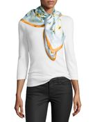 Carolina Herrera Archive Pansies Deco Floral-Print Scarf - Lyst