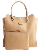 Tod's Light Brown Leather Logo Stamp Top Handle Large Tote - Lyst