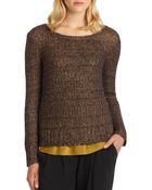 Eileen Fisher Metallic Ballet-Neck Sweater - Lyst