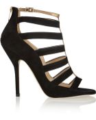 Jimmy Choo Fathom Cutout Suede And Metallic Leather Sandals - Lyst