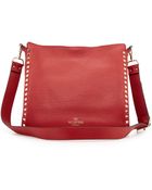 Valentino Rockstud Fliplock Messenger Bag Rosso Red - Lyst