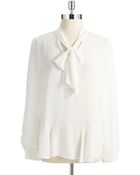 Vince Camuto Tie Neck Ruffle Blouse - Lyst