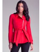 Bebe Peplum Detail Trench Coat - Lyst