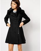 Asos Skater Biker Coat With Detachable Faux Fur Collar - Lyst