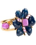 Oscar de la Renta Navy And Fuchsia Floral Cuff Bracelet - Lyst