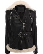 McQ by Alexander McQueen Leather & Shearling Belted Jacket - Lyst