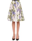 Dolce & Gabbana Wisteria-Print Pleated A-Line Skirt - Lyst