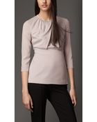 Burberry Stretch-Silk Crossover Front Top - Lyst