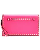 Valentino Rockstud Leather Clutch - Lyst