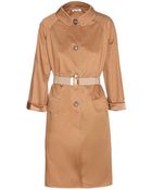 Miu Miu Cotton Coat With Elasticated Belt - Lyst