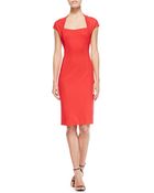 Escada Dondi Cap-Sleeve Open-Neck Dress - Lyst