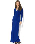 Lauren by Ralph Lauren Longsleeve Embellished Gown - Lyst