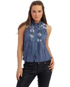 Free People Lace Sleeveless Blouse - Lyst