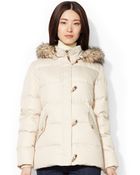 Lauren by Ralph Lauren Faux-Fur-Trim Hooded Toggle-Front Down Puffer Coat - Lyst