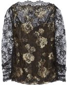 Oscar de la Renta Metallic Chantilly Lace Blouse - Lyst
