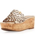 Tory Burch Dunn Lasercut Slide Wedge - Lyst