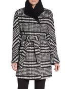 Ellen Tracy Brushed Houndstooth Wrap Coat - Lyst
