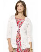 Lauren by Ralph Lauren Petite Pointelle-Knit Linen Sweater - Lyst