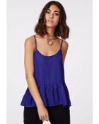 Missguided Della Dropped Peplum Cami Top Cobalt Blue - Lyst