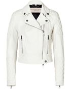 Burberry Brit Cropped Leather Motorcycle Jacket In White - Lyst