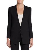 Helmut Lang Leather Accented Stretch-wool Blazer - Lyst