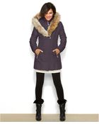 Betsey Johnson Hooded Lace-Up Puffer Coat - Lyst