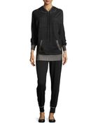 Max Studio Contrast-Trim Hooded Sweatshirt - Lyst