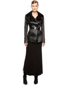 Donna Karan New York Belted Lacquard Satin Body Jacket - Lyst