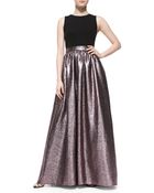 Aidan Mattox Sleeveless Metallicskirt Gown - Lyst
